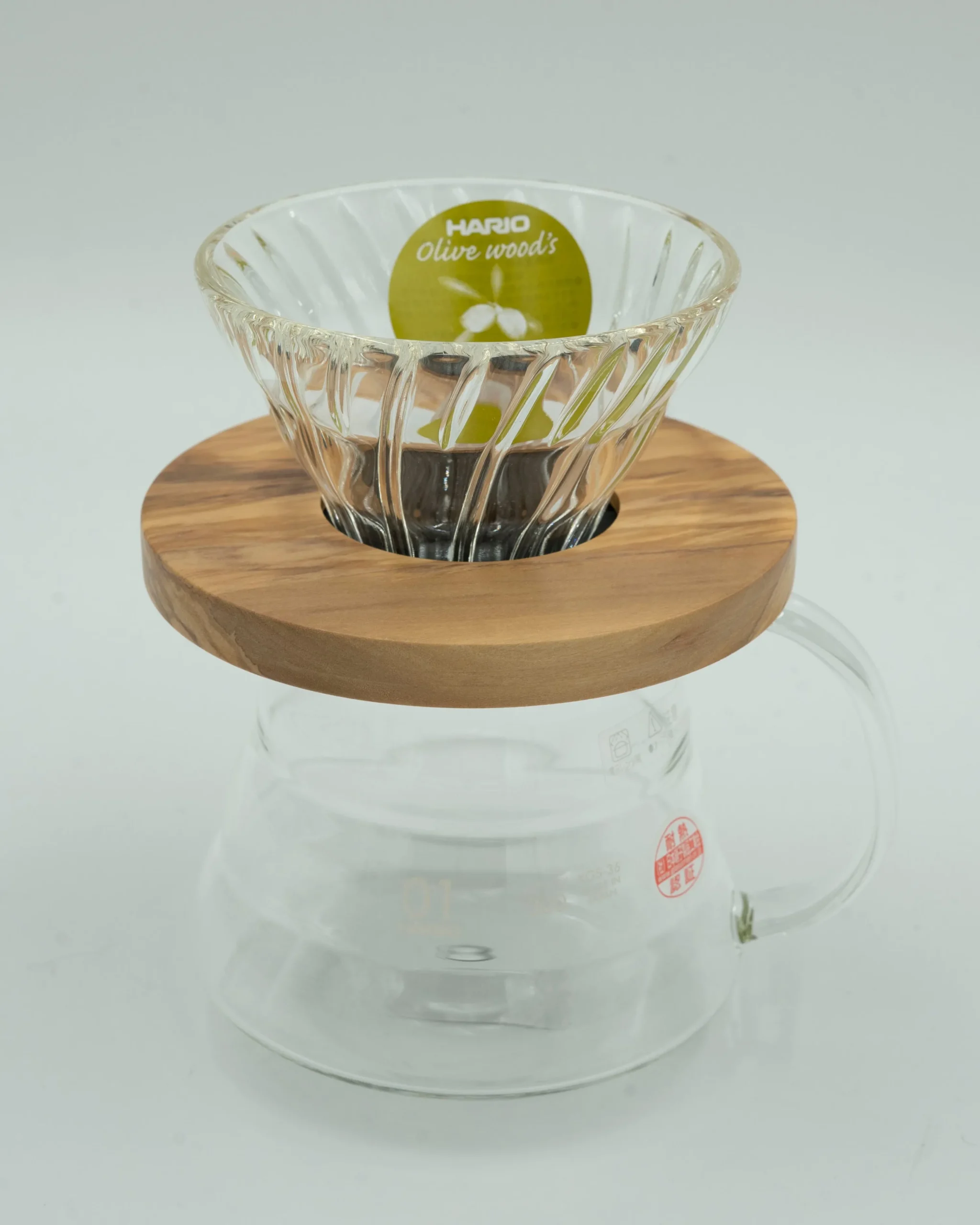 Fars Dags Gave|V60 Kaffetragte^SERAMIKKU Hario tragt i glas med oliventræ (01)