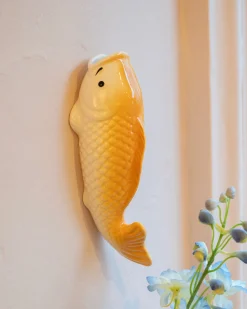 Bryllupsgave|Pyntegenstande^SERAMIKKU Koi vægvase orange