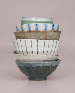 Mors Dags Gave|Mellem Skåle (matcha, Ris, Morgenmad)^SERAMIKKU Risskål med brede håndmalede striber