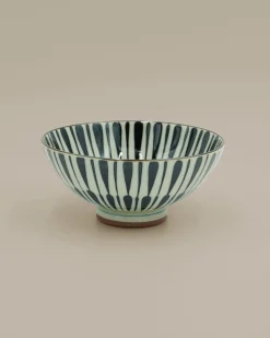 Mellem Skåle (matcha, Ris, Morgenmad)^SERAMIKKU Skål med detaljeret, stribet mønster (Lille)