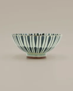 Mellem Skåle (matcha, Ris, Morgenmad)^SERAMIKKU Skål med detaljeret, stribet mønster (Lille)