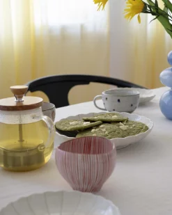 Tallerkener (kage, Frokost, Middag)^SERAMIKKU Stor beige tallerken med striber