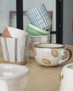Krus Og Kopper (kaffe Og Te)^SERAMIKKU Stort blåstribet krus uden hank
