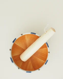 Diverse (spisepinde, Holdere, Skeer)|Mellem Skåle (matcha, Ris, Morgenmad)^SERAMIKKU Stribet morter med støder